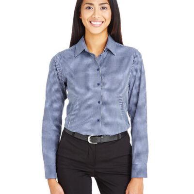 CrownLux Performance® Ladies' Tonal Mini Check Woven Shirt Thumbnail