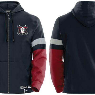 Red Deer Rebels Striper Streetwear Full Zip Hoodie Thumbnail