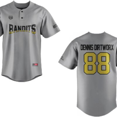 Coaldale Bandits Baseball Jersey - Grey - Adult (Dennis Dirtworx) Thumbnail