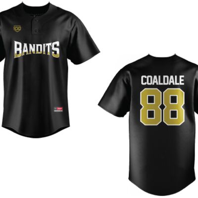 Coaldale Bandits Baseball Jersey - Black - Adult (Coaldale) Thumbnail