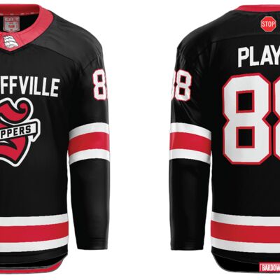 Stouffville Clippers Cut & Sew Hockey Jersey Black - YOUTH Thumbnail