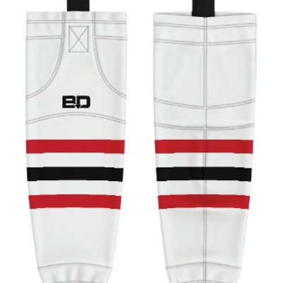 Red Deer Minor Sublimated Hockey Socks White - Youth Thumbnail