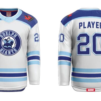 Guelph Giants Sublimated Hockey Jersey White - Adult Thumbnail