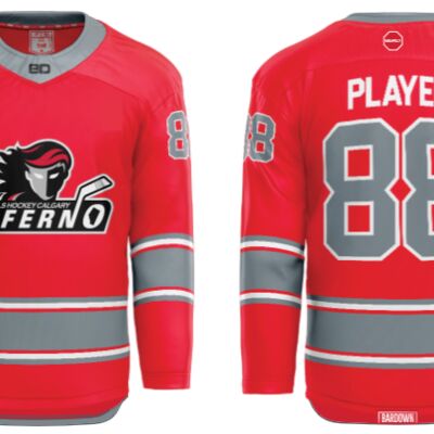 Jr. Inferno-GHC-Sublimated Hockey Jersey with Scoop - H4-Red - Adult Thumbnail