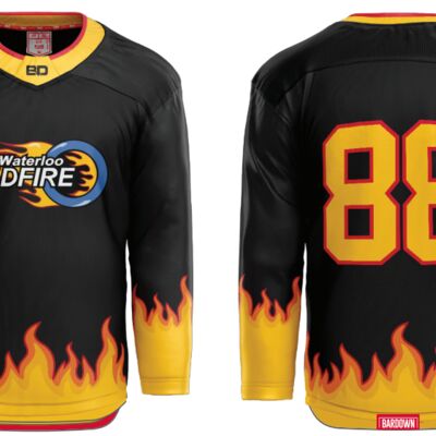 Waterloo Wildfire Black Sublimated Hockey Jersey - SR Thumbnail