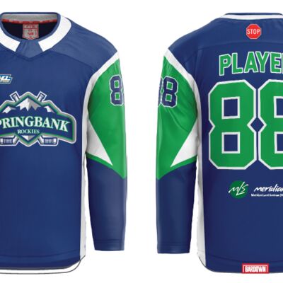Springbank Rockies Hockey Jersey - Blue with Sponsor Thumbnail