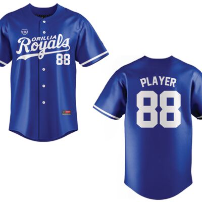 Orillia Royals Sublimated Full Button Baseball Jersey Navy - Adult Thumbnail