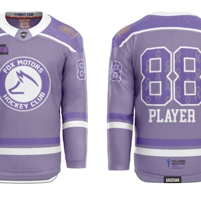 Fox Motors Hockey Fights Cancer Sublimated Hockey Jersey - Girls (Youth) Thumbnail